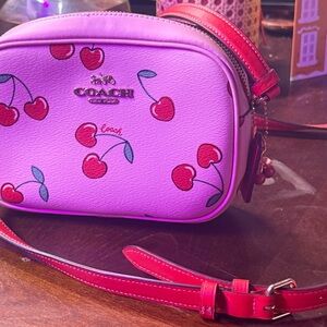 Coach Pink and Red Cherry Crossbody Bag